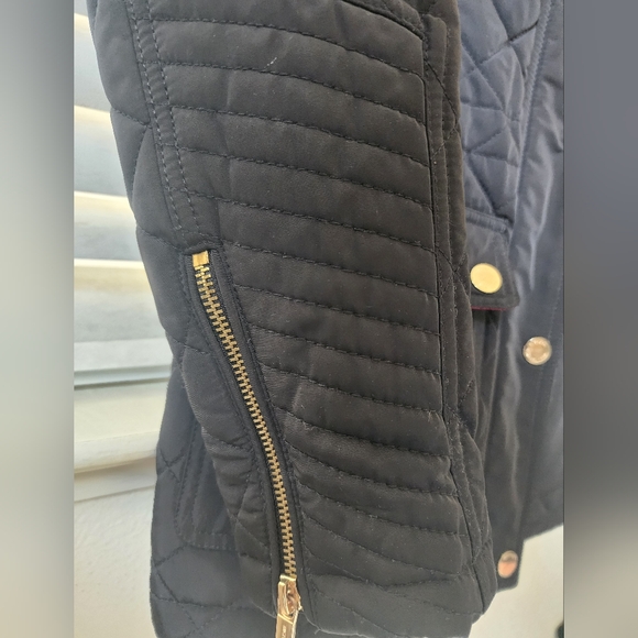 ​Michael Kors Black Quilted M65 Field Jacket | Pink Trim & Gold Hardware XSP - Picture 9 of 16